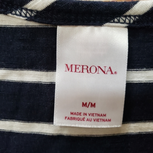 Merona Navy White Stripe Sleeveless Maxi Dress M - Picture 3 of 10